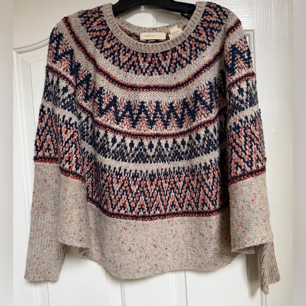 Anthropologie Fair Isle Poncho Sweater, Sleeping on Snow EUC, XS/Small